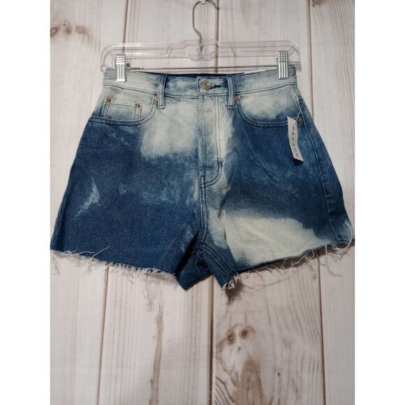 Pacsun Ultra High Rise Vintage Denim Shorts Bleach‎ Wash Frayed Hem Size 25 - Picture 1 of 5